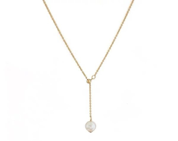 Κομψό γυναικείο λεπτό κολιέ με πέρλα μενταγιόν