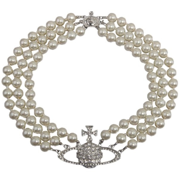 Дамска огърлица с перли и декоративни камъни
