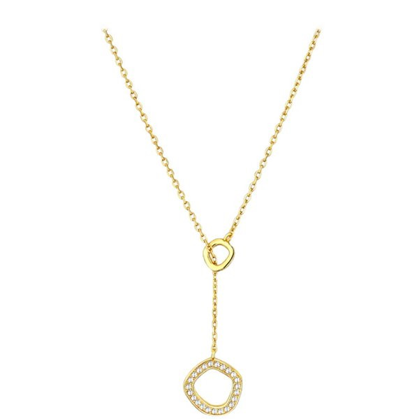 Κομψό γυναικείο κολιέ με λεπτό μενταγιόν - διχρωμία