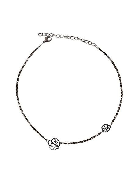 Elegantna ženska ogrlica s cvjetnim ukrasom u crnoj boji
