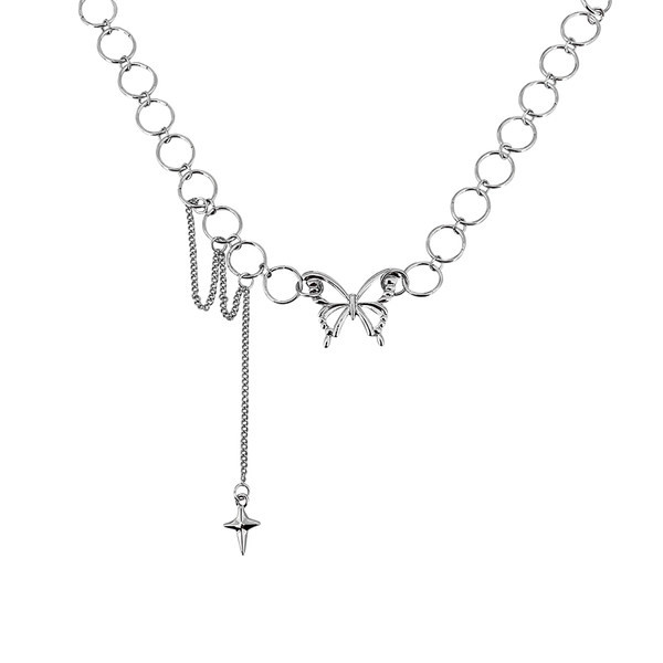 Γυναικείο ασημένιο κολιέ με μενταγιόν και πέτρες