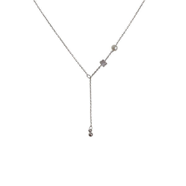 Γυναικείο λεπτό κολιέ με μενταγιόν και πέρλα