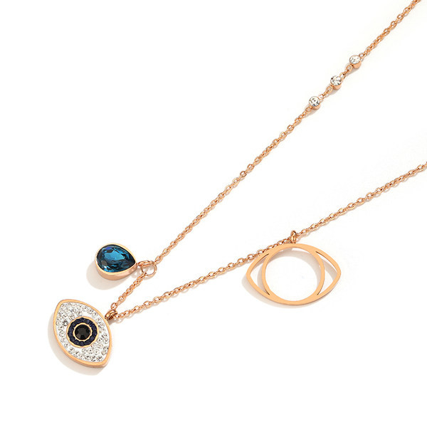 Μοντέρνο γυναικείο μενταγιόν με πέτρες και τρία μενταγιόν