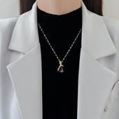 Γυναικείο κομψό κολιέ με πολύχρωμο μενταγιόν