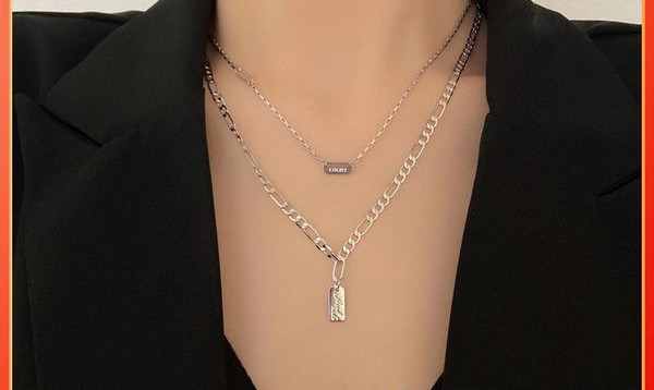 Γυναικείο κολιέ δύο σειρών σε ασημί χρώμα