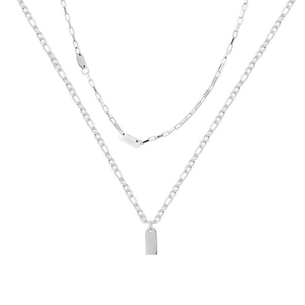 Γυναικείο κολιέ δύο σειρών σε ασημί χρώμα