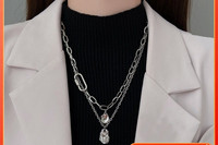 Γυναικεία αλυσίδα πολλαπλών σειρών σε ασημί χρώμα