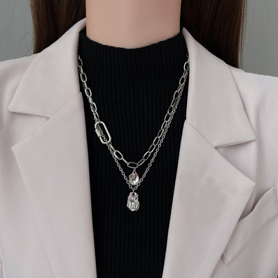 Γυναικεία αλυσίδα πολλαπλών σειρών σε ασημί χρώμα