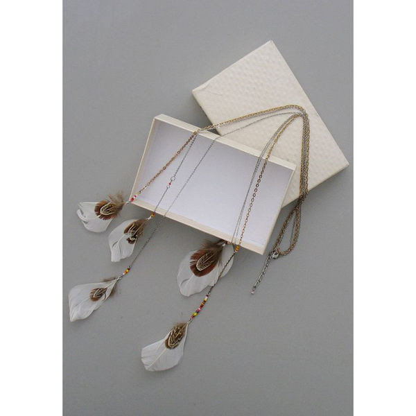 Γυναικείο κολιέ με μενταγιόν από πούπουλα