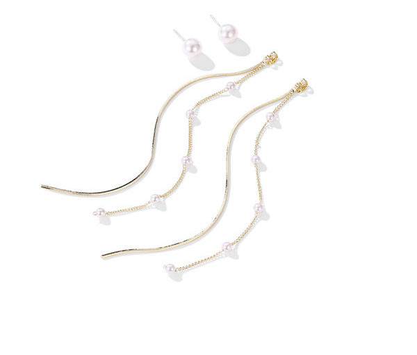 Ženske viseće naušnice sa biserima u dvije boje