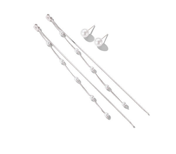 Ženske viseće naušnice sa biserima u dvije boje