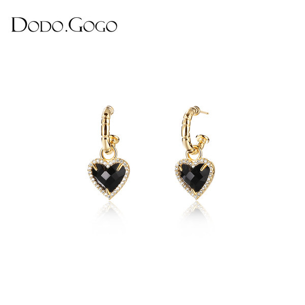 Ženske naušnice sa privjeskom u obliku srca sa kamenčićima