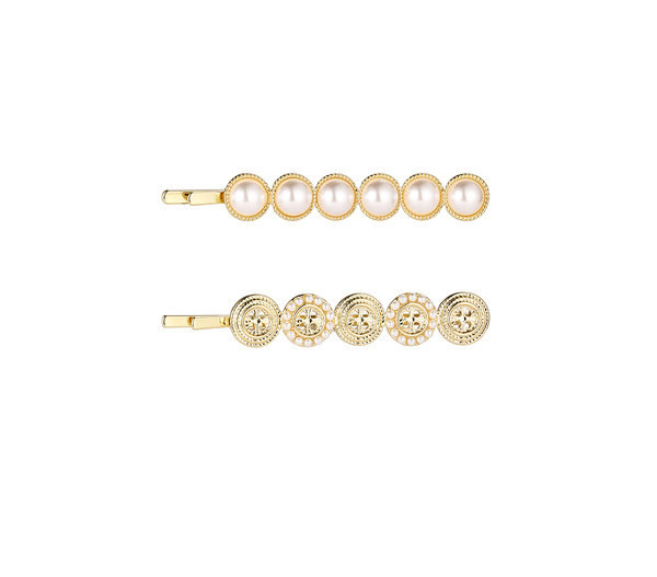 Γυναικεία φουρκέτα се χρυσό χρώμα με πέρλες και διακοσμητικές πέτρες