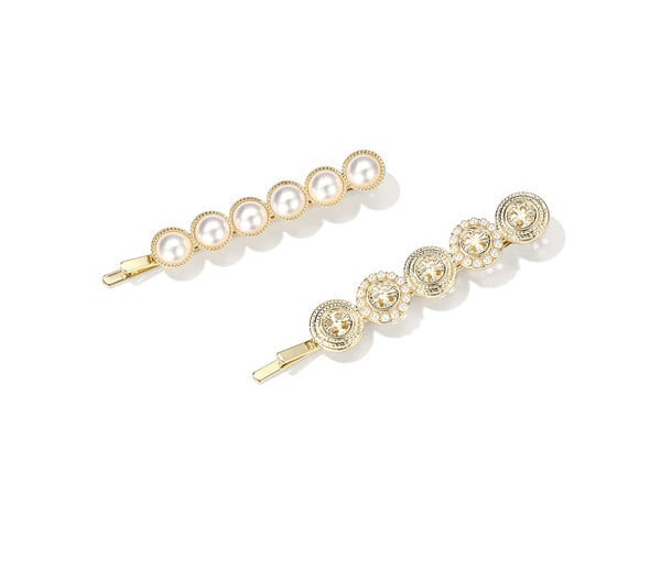 Γυναικεία φουρκέτα се χρυσό χρώμα με πέρλες και διακοσμητικές πέτρες