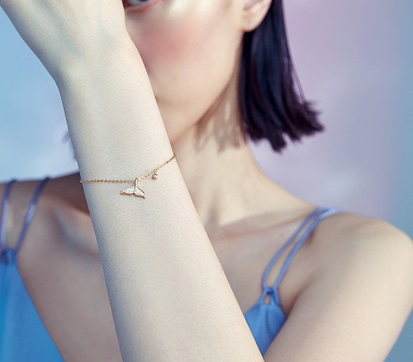 Γυναικείο βραχιόλι διχρωμία με διακοσμητικές πέτρες