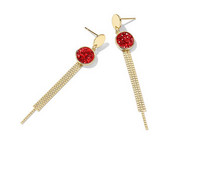 Γυναικεία σκουλαρίκια με κρεμαστά χρωματιστές πέτρες σε μπλε και κόκκινο χρώμα