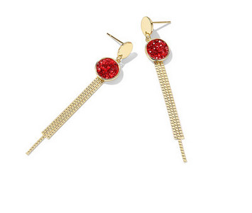 Γυναικεία σκουλαρίκια με κρεμαστά χρωματιστές πέτρες σε μπλε και κόκκινο χρώμα