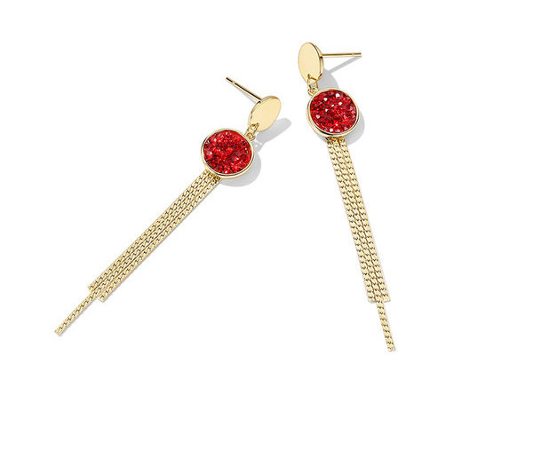 Γυναικεία σκουλαρίκια με κρεμαστά χρωματιστές πέτρες σε μπλε και κόκκινο χρώμα