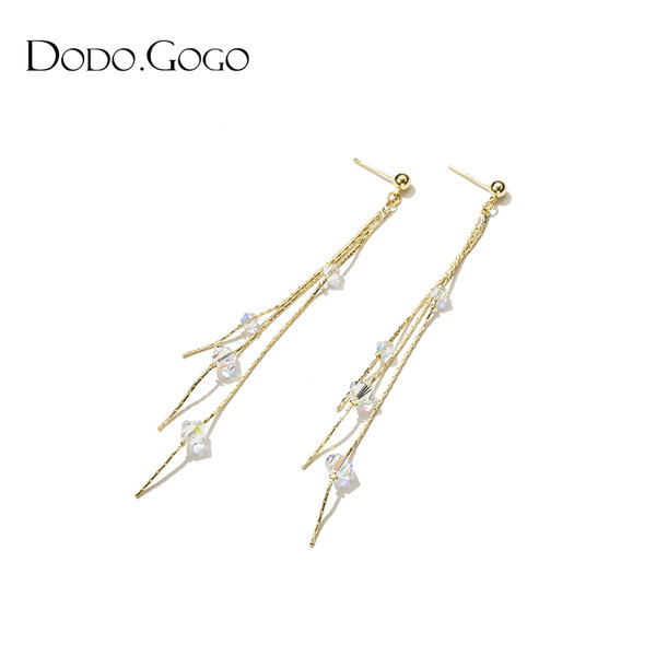 Νέο μοντέλο κρεμαστά σκουλαρίκια με πέτρες - χρυσό χρώμα