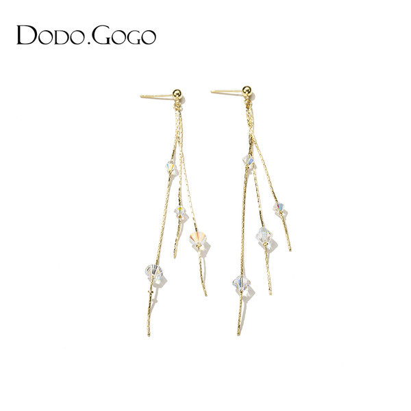 Νέο μοντέλο κρεμαστά σκουλαρίκια με πέτρες - χρυσό χρώμα