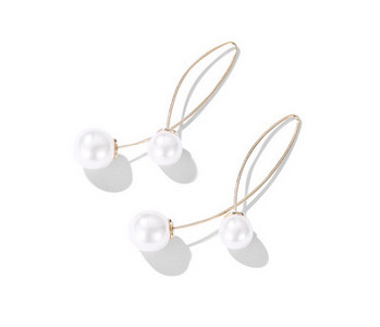 Дамски модерни обеци с перли златист цвят