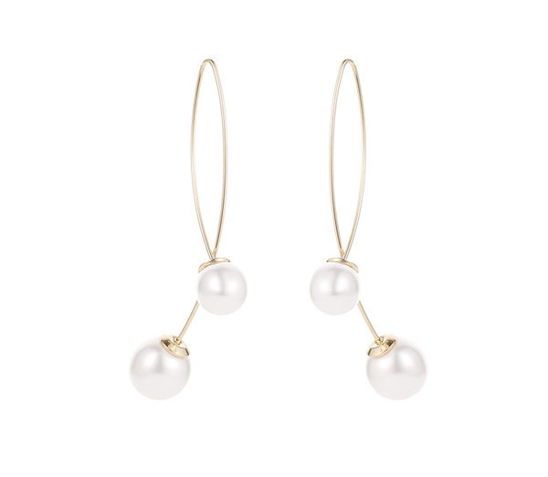 Дамски модерни обеци с перли златист цвят