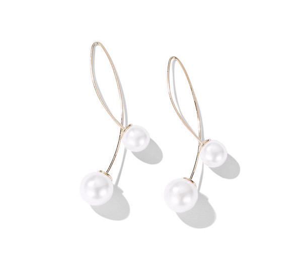 Дамски модерни обеци с перли златист цвят