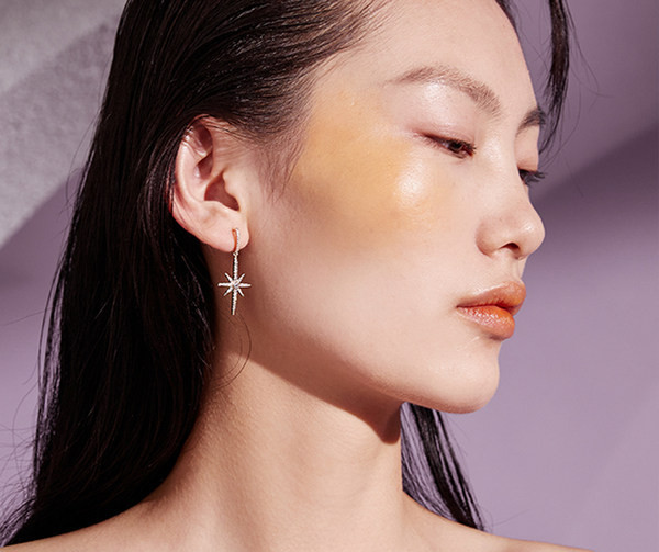 Модерни дамски дълги обеци с висулка звезда