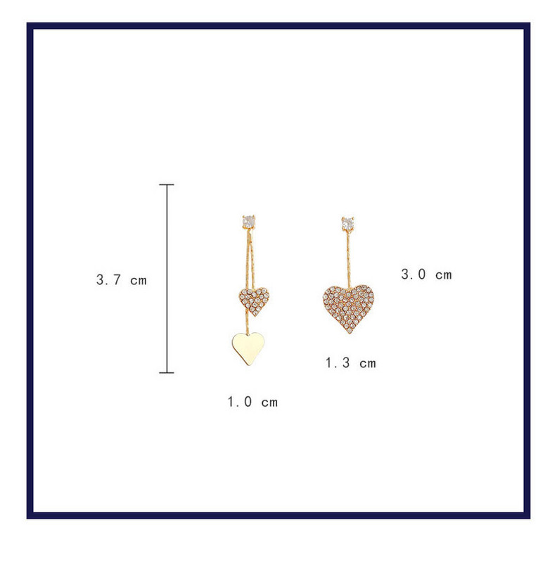 Ženske naušnice sa privjeskom u obliku srca i ukrasnim kamenčićima
