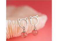 Naujo modelio moteriški katės formos auskarai ir spalvoti perlai