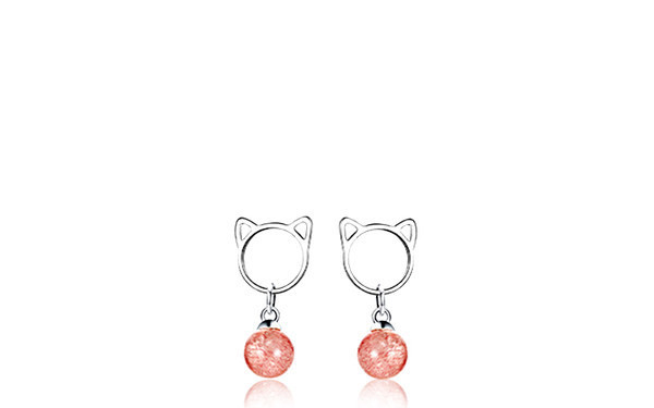 Naujo modelio moteriški katės formos auskarai ir spalvoti perlai