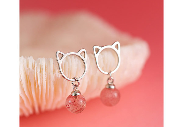Naujo modelio moteriški katės formos auskarai ir spalvoti perlai