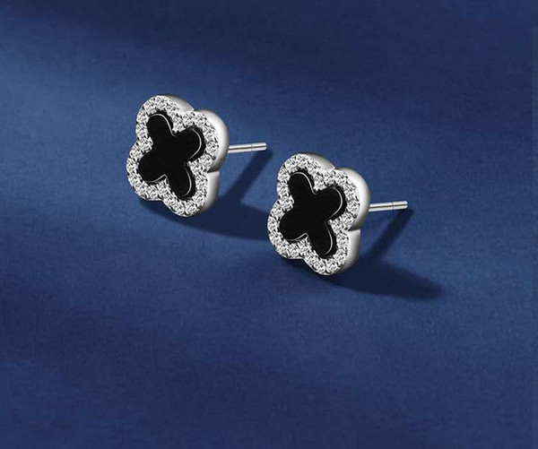 Moderne naušnice sa kamenčićima - crne boje