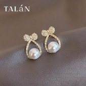 Elegantne naušnice s kamenčićima i biserima u obliku trake