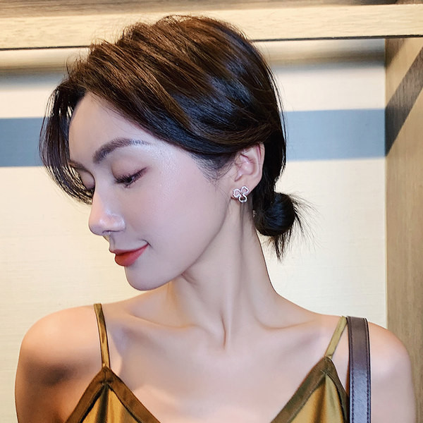 Ženske moderne naušnice sa kamenčićima - srebrne i zlatne boje