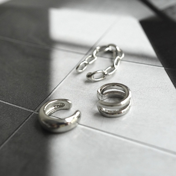 Γυναικείο σετ τριών σκουλαρίκια σε ασημί χρώμα