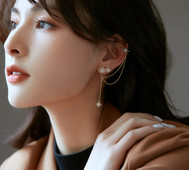 Γυναικεία σκουλαρίκια με αλυσίδα και νιφάδες χιονιού