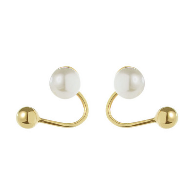 Дамски обеци с перла в златист цвят