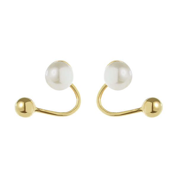 Дамски обеци с перла в златист цвят