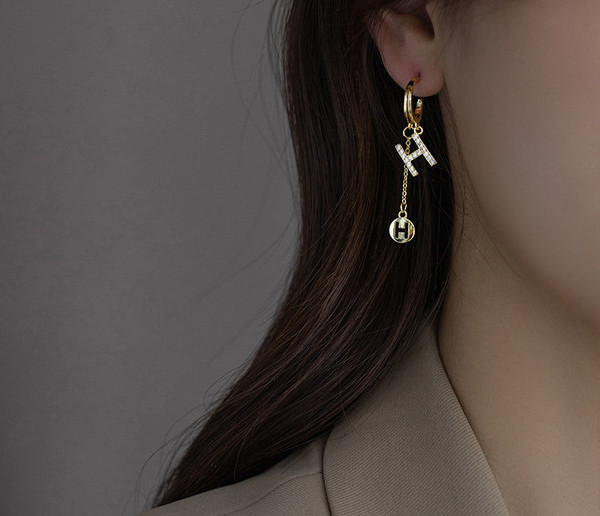 Дамски висящи обеци с камъни и верижка