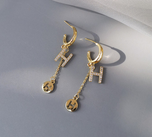 Дамски висящи обеци с камъни и верижка