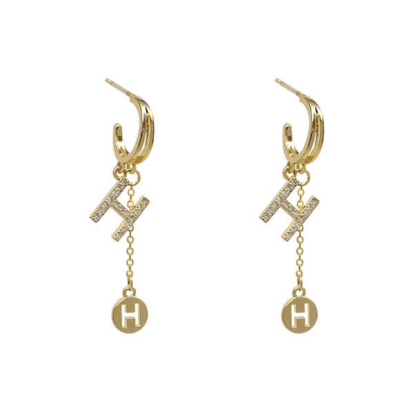 Дамски висящи обеци с камъни и верижка