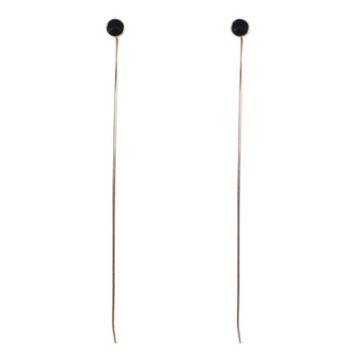 Дамски обеци с висулка в златист цвят и черен декоративен камък