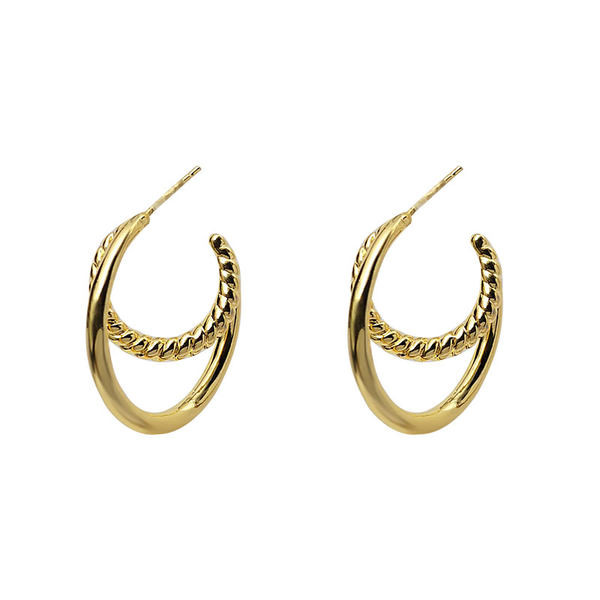 Дамски обеци тип халки  в златист цвят