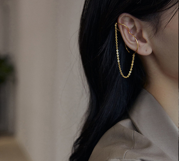 Нов модел дамски обеци с щипка и верижка