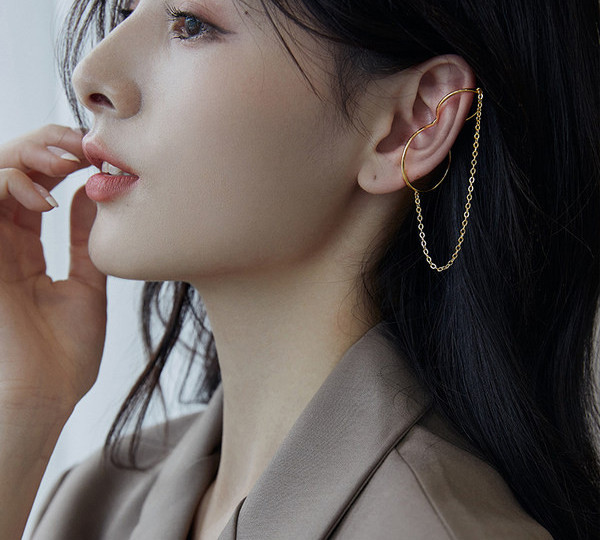 Нов модел дамски обеци с щипка и верижка