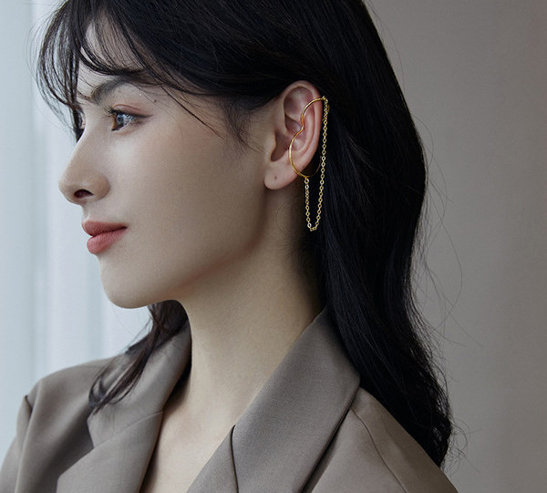 Нов модел дамски обеци с щипка и верижка