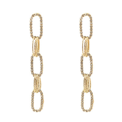 Висящи дамски обеци с камъни - златист цвят