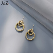 Дамски обеци с халки - златист цвят