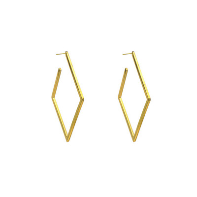 Модерни дамски обеци с ромбовидна форма в златист цвят